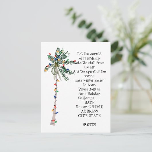 Tropische Palm Kerstboom Vakantie Uitnodiging (Staand voorkant)