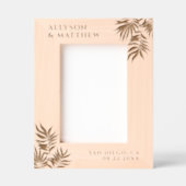 Tropische palm laat aangepaste namen datumbruiloft gegraveerde lijstjes (Voorkant)