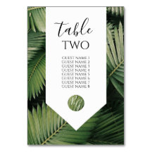 Tropische palm laat Greenery Wedding Guest Names