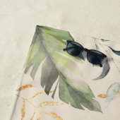 Tropische palm laat script botanische douane strandlaken (In situ)