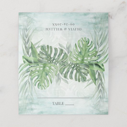 Tropische palm laat Waterverf Grieks huwelijk over Plaatskaartje (Buitenkant ongevouwen)