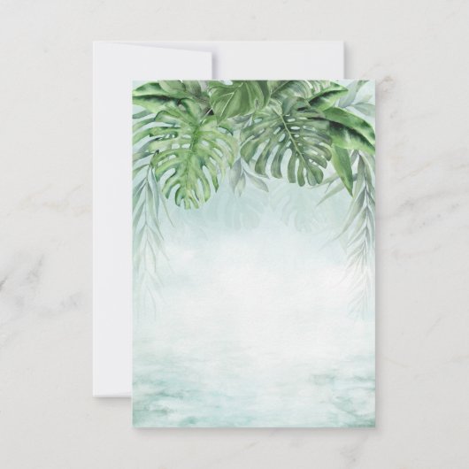 Tropische palm laat Waterverf Grieks huwelijk over RSVP Kaartje (Achterkant)