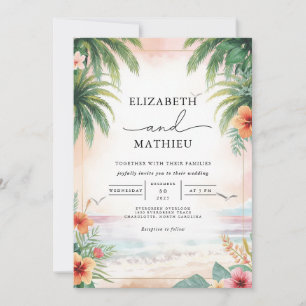 Tropische Palm Leaf Arch Wedding Kaart