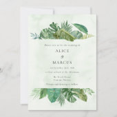 Tropische Palm Leaf Beach Bestemming Bruiloft Kaart (Voorkant)