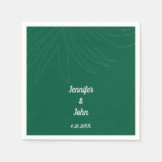 Tropische Palm Leaf Beach Wedding Hunter Groen Sch Servet (Voorkant)