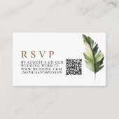 Tropische Palm Leaf bruiloft QR RSVP Informatiekaartje (Voorkant)