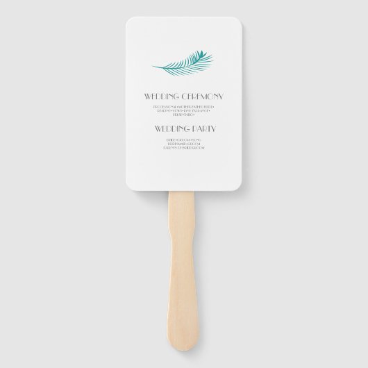 Tropische Palm Leaf Circulaire Logo Huwelijksprogr Handwaaier (Achterkant)