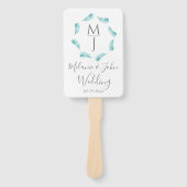 Tropische Palm Leaf Circulaire Logo Huwelijksprogr Handwaaier (Voorkant)