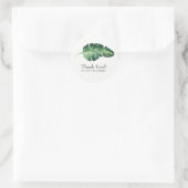 Tropische Palm Leaf Elegante Chic Wedding Favoriet Ronde Sticker (Tas)
