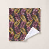 Tropische Palm Leaf Fronds Patroon Zwart Roze Gold Bad Handdoek (Wasdoekje)