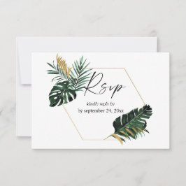 Tropische Palm Leaf Gold met Maaltijd RSVP-kaart RSVP Kaartje