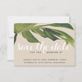 Tropische palm Leaf Green en Tan Save the Date (Voorkant)