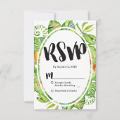 Tropische Palm Leaf Island krans bruiloft RSVP Kaartje (Voorkant)