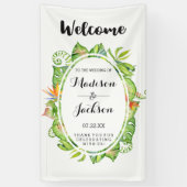 Tropische Palm Leaf Island krans bruiloft welkom Spandoek (Verticaal)
