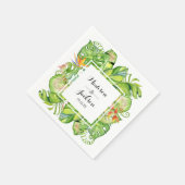 Tropische Palm Leaf Island krans Monogram bruiloft Servet (Hoek)