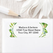 Tropische Palm Leaf krans bruiloft retour adres Etiket (Insitu)