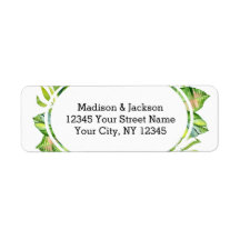 Tropische Palm Leaf krans bruiloft retour adres