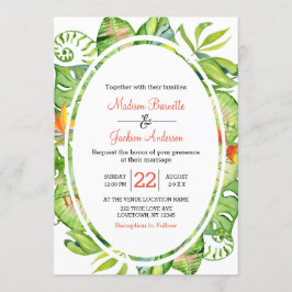 Tropische Palm Leaf krans bruiloft uitnodiging
