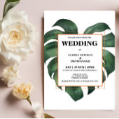 Tropische Palm Leaf Monstera Huwelijksuitnodiging Kaart