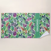 Tropische Palm Leaf Patroon Strandlaken (Voorkant)