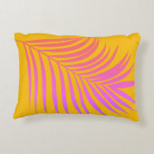 Tropische Palm Leaf Sinaasappel Geel Roze Gift Dec Accent Kussen (Achterkant)