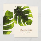 Tropische palm Leaf Summer Elegant Save the Date Aankondigingskaart (Voorkant / Achterkant)