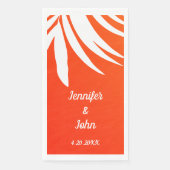Tropische Palm Leaf Sunset Sinaasappel Strand Wedd Servet (Voorkant)