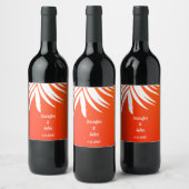 Tropische Palm Leaf Sunset Sinaasappel Strand Wedd Wijn Etiket (Flessen)