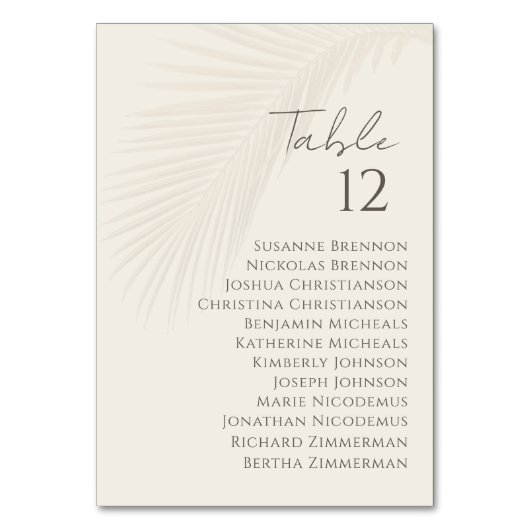 Tropische Palm Leaf Trouwkaart Tafelnummer (Voorkant)