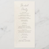 Tropische Palm Leaf Woestijn Trouwprogramma Menu (Achterkant)