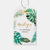 Tropische palm Leaf Wreater Dank je Cadeaulabel (Achterkant)