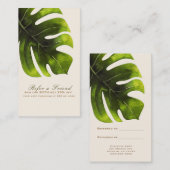 Tropische Palm Leaf Zomer Elegant Verwijs een vrie Aanbevelingskaartje (Voorkant / Achterkant)