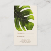 Tropische Palm Leaf Zomer Elegant Verwijs een vrie Aanbevelingskaartje (Achterkant)