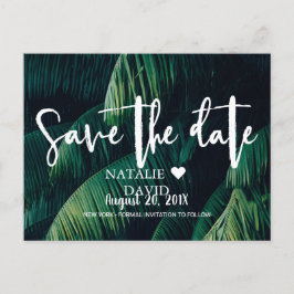 Tropische Palm Leaves Beach Wedding Save the Date Aankondigingskaart