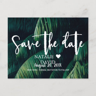 Tropische Palm Leaves Beach Wedding Save the Date Aankondigingskaart