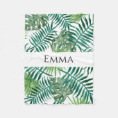 Tropische palm Leaves Greenery Name Fleece Deken (Voorkant)