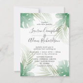 Tropische palm leveert Greenery Waterverf Wedding Kaart (Voorkant)
