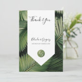 Tropische palm leveert Greenery Wedding Bedankkaart (Staand voorkant)