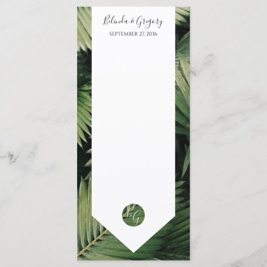 Tropische palm leveert Greenery Wedding Menu (Achterkant)