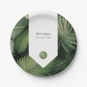 Tropische palm leveert Greenery Wedding Papieren Bordje (Voorkant)