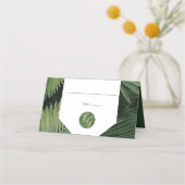 Tropische palm leveert Greenery Wedding Place Card Plaatskaartje (Voorkant)