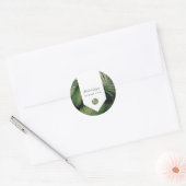 Tropische palm leveert Greenery Wedding Ronde Sticker (Envelop)