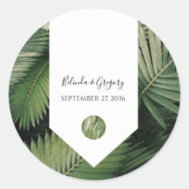Tropische palm leveert Greenery Wedding Ronde Sticker