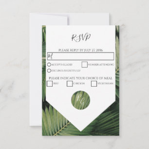 Tropische palm leveert Greenery Wedding RSVP Kaart