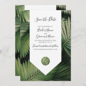 Tropische palm leveert Greenery Wedding Save The Date (Voorkant / Achterkant)