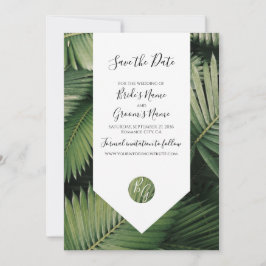 Tropische palm leveert Greenery Wedding Save The Date