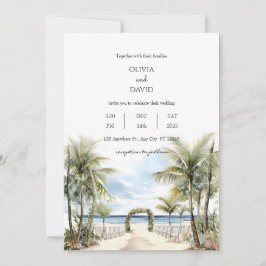 Tropische Palm Lined Strand Ceremonie Aisle Bruilo Kaart