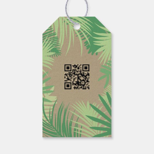 Tropische Palm Logo QR Code Hang Labels W/String Cadeaulabel (Achterkant)