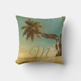 Tropische palm Lopard  Elegant Monogram Kussen