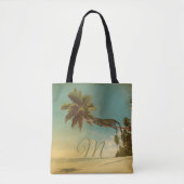 Tropische palm Lopard  Elegant Monogram Tote Bag (Voorkant)